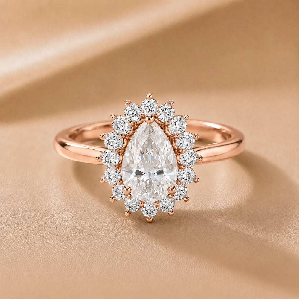 Vintage Empress Halo oval Diamond Engagement