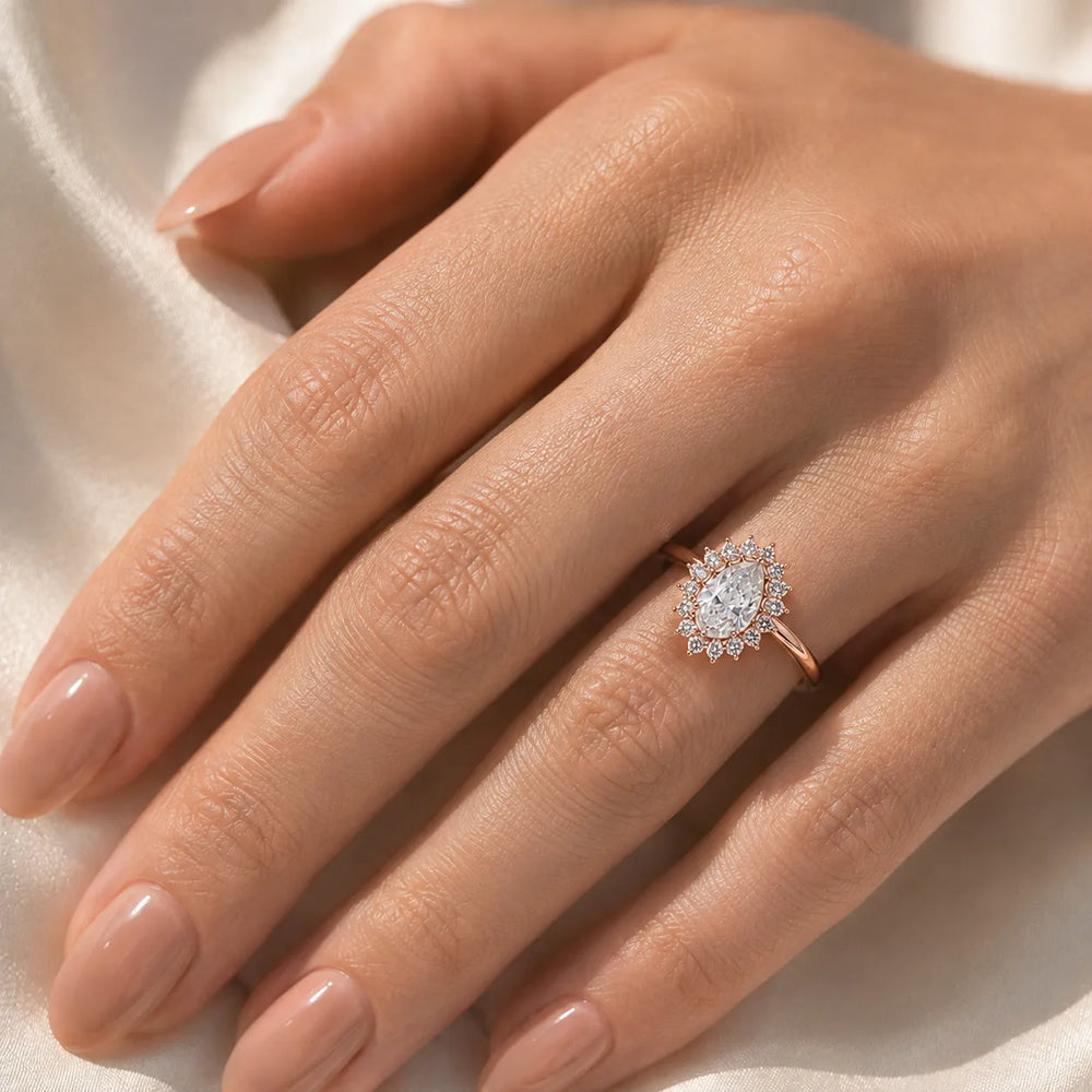 Vintage Empress Halo oval Diamond Engagement