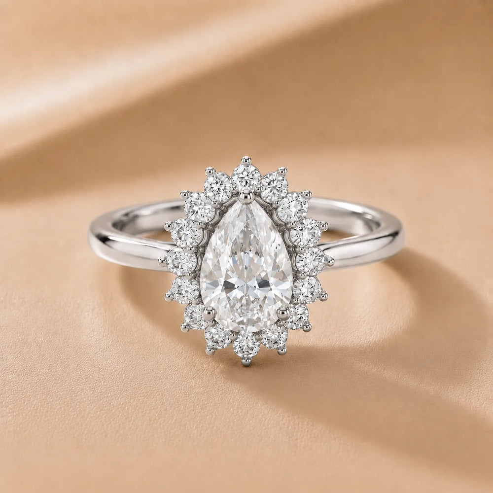 Vintage Empress Halo oval Diamond Engagement