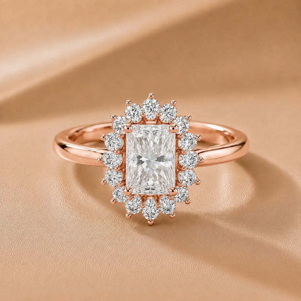 Vintage Empress Halo oval Diamond Engagement