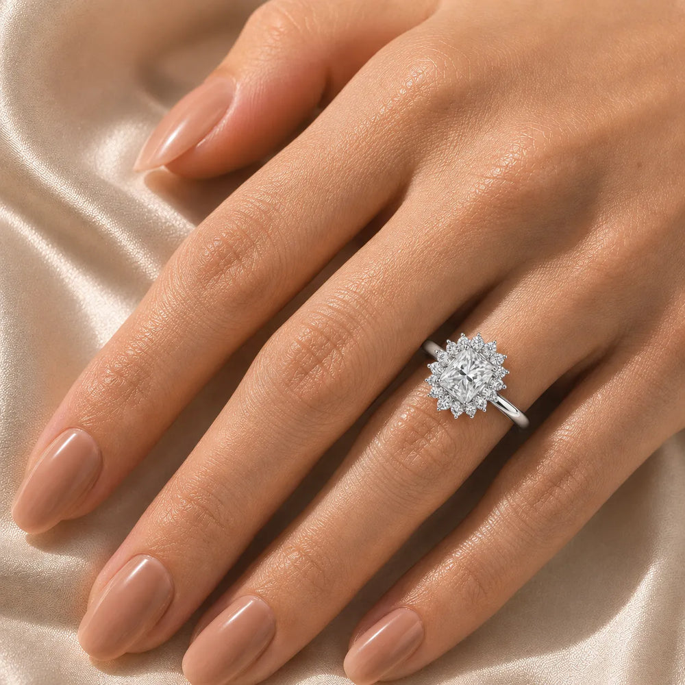 Vintage Empress Halo oval Diamond Engagement