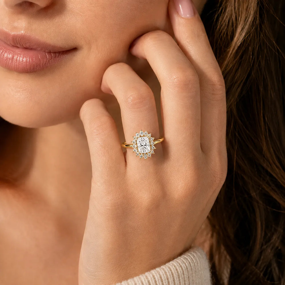 Vintage Empress Halo oval Diamond Engagement