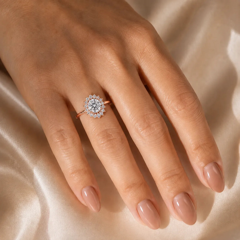 Vintage Empress Halo oval Diamond Engagement