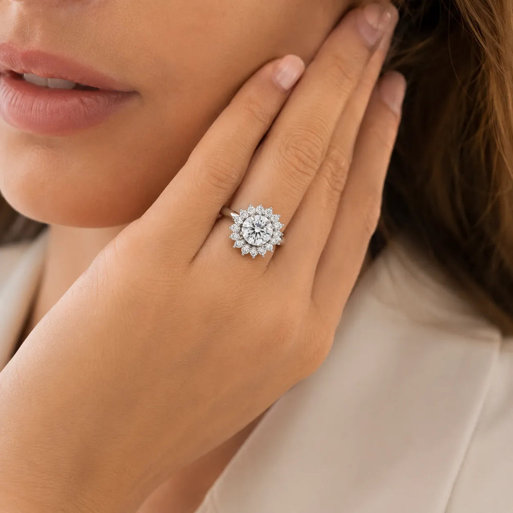 Vintage Empress Halo oval Diamond Engagement