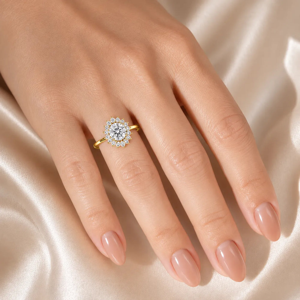 Vintage Empress Halo oval Diamond Engagement