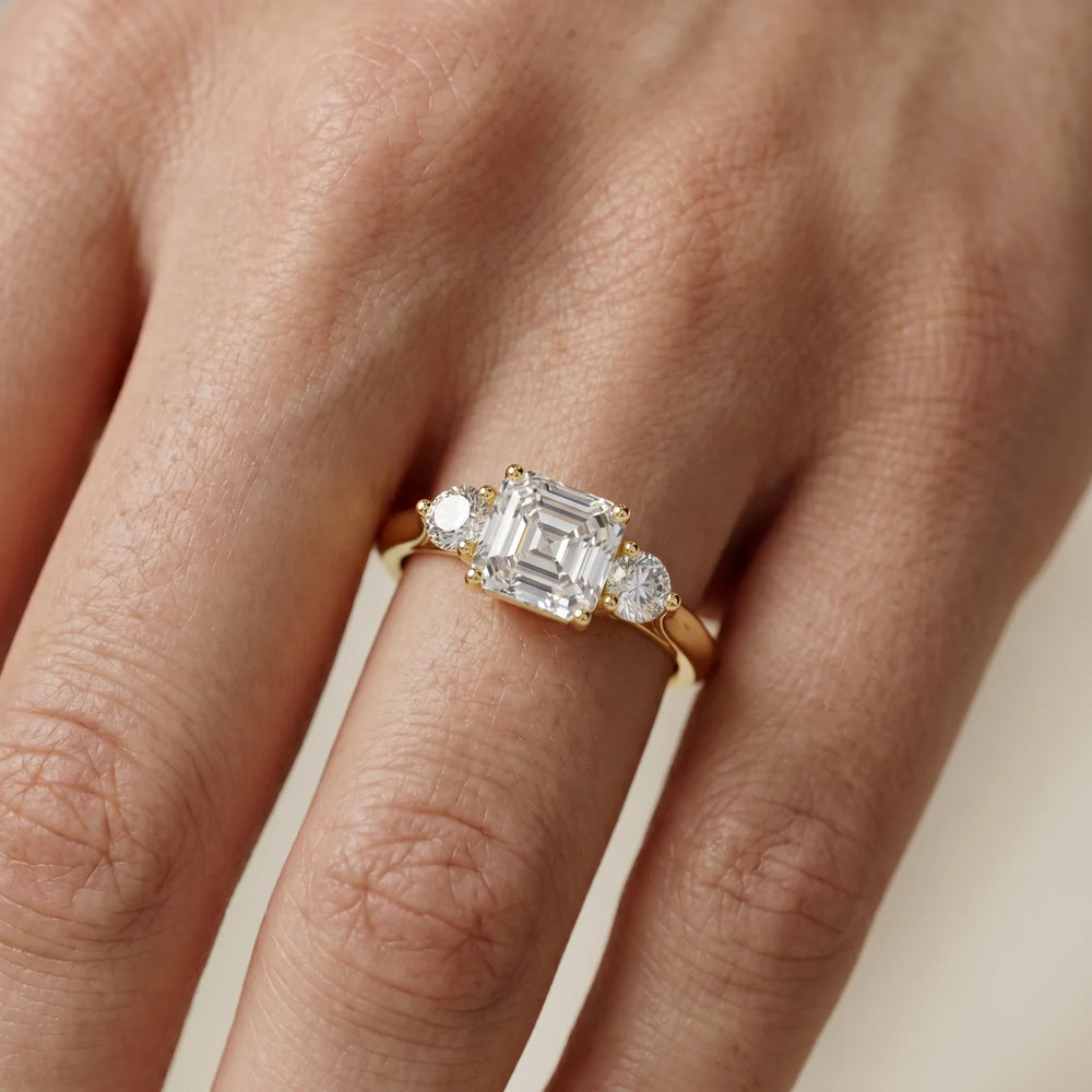Essential Three-Stone Asscher Diamond Engagement Ring