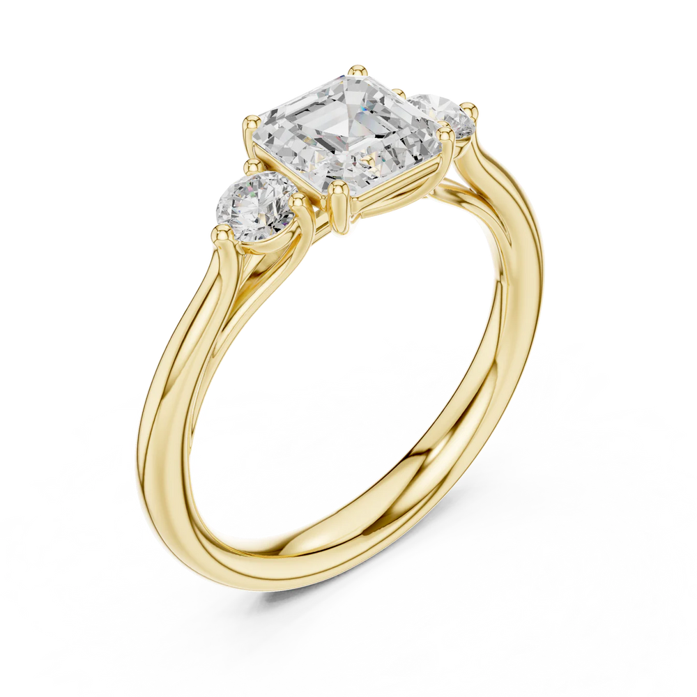 Essential Three-Stone Asscher Diamond Engagement Ring