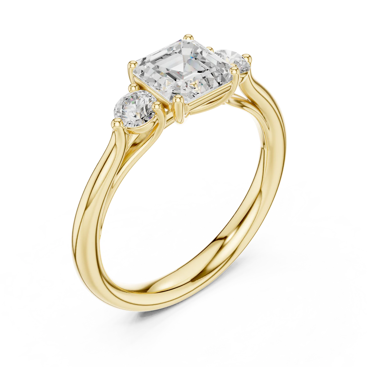Essential Three-Stone Asscher Diamond Engagement Ring