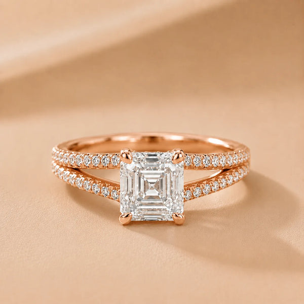 Eternal Embrace Solitaire Asscher Diamond Engagement Ring