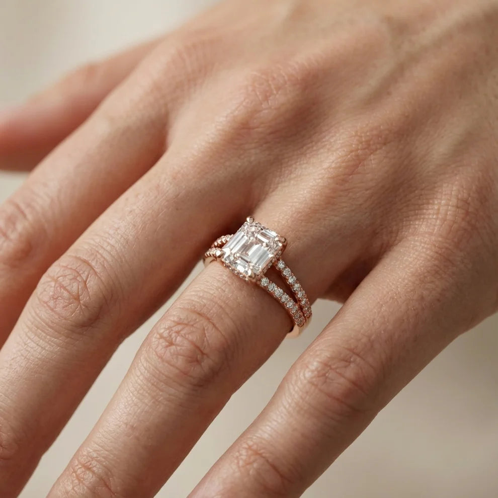Eternal Embrace Solitaire Emerald Diamond Engagement Ring
