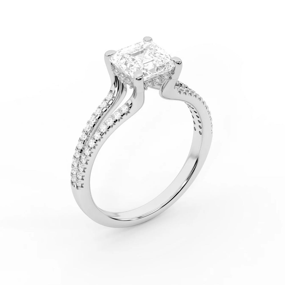 Eternal Embrace Solitaire Emerald Diamond Engagement Ring