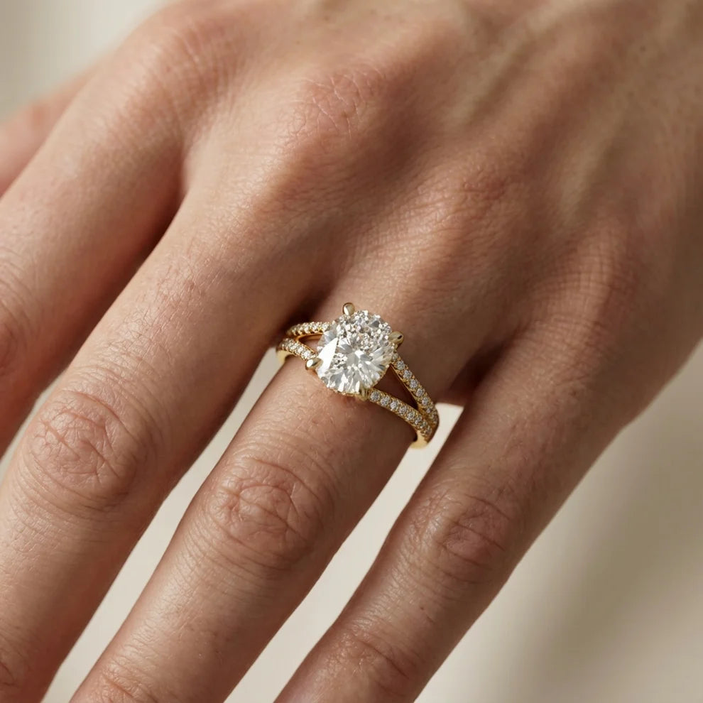 Eternal Embrace Solitaire Emerald Diamond Engagement Ring