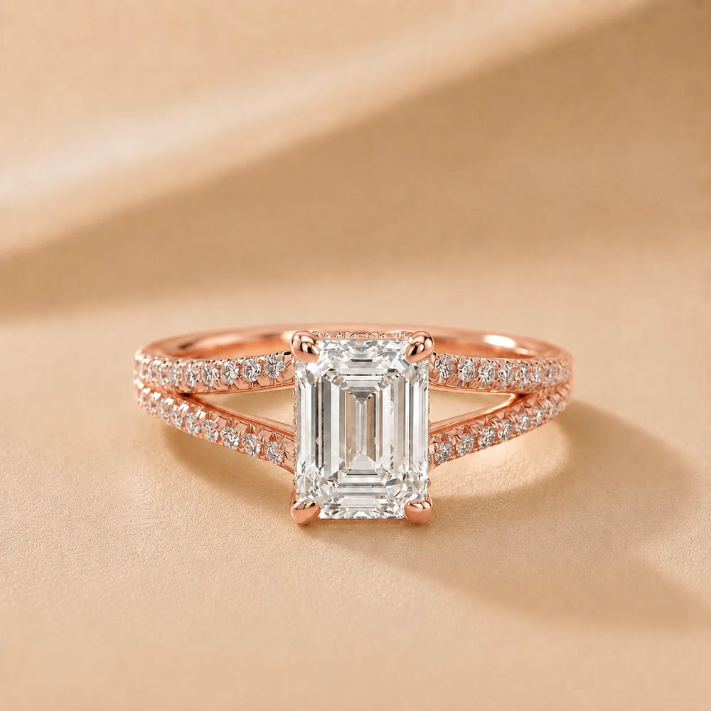 Eternal Embrace Solitaire Emerald Diamond Engagement Ring