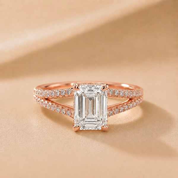 Eternal Embrace Solitaire Emerald Diamond Engagement Ring