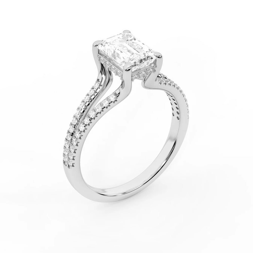 Eternal Embrace Solitaire Emerald Diamond Engagement Ring