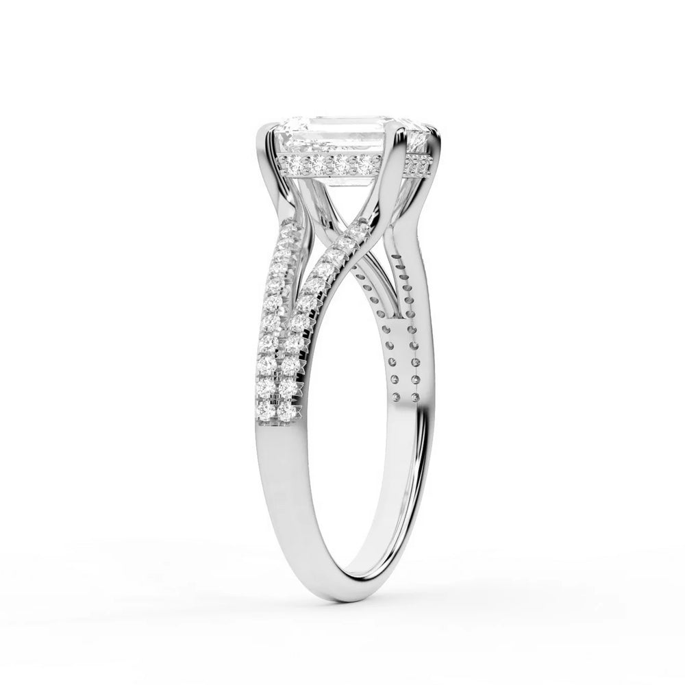 Eternal Embrace Solitaire Emerald Diamond Engagement Ring