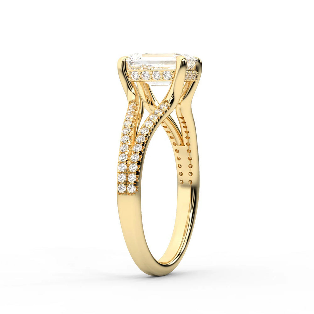 Eternal Embrace Solitaire Emerald Diamond Engagement Ring
