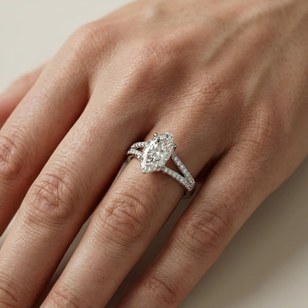 Eternal Embrace Solitaire Emerald Diamond Engagement Ring