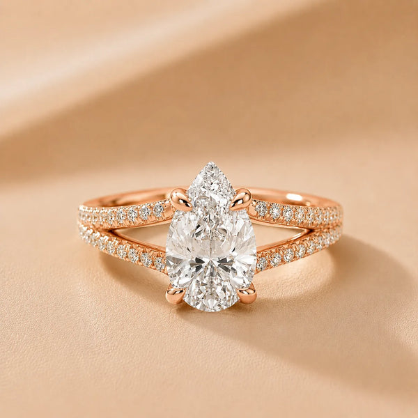 Eternal Embrace Solitaire Pear Diamond Engagement Ring