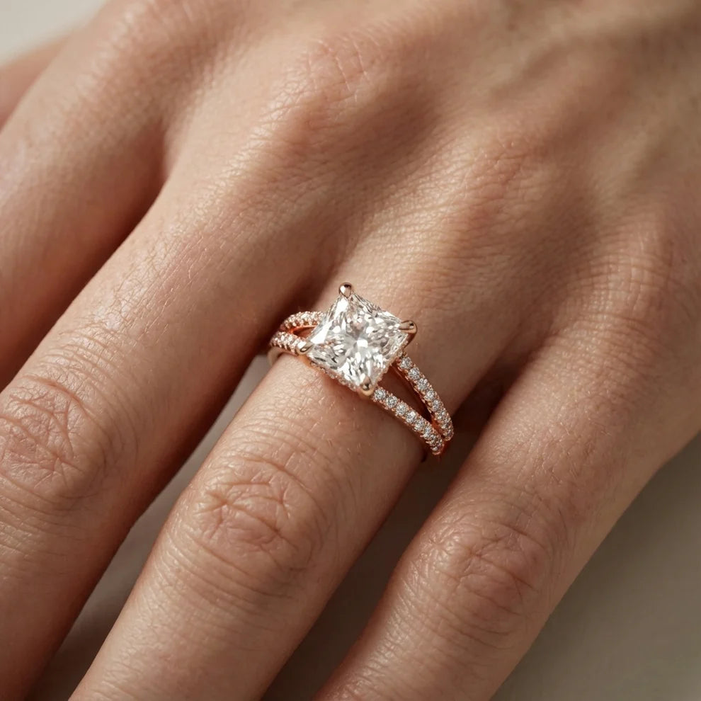 Eternal Embrace Solitaire Emerald Diamond Engagement Ring