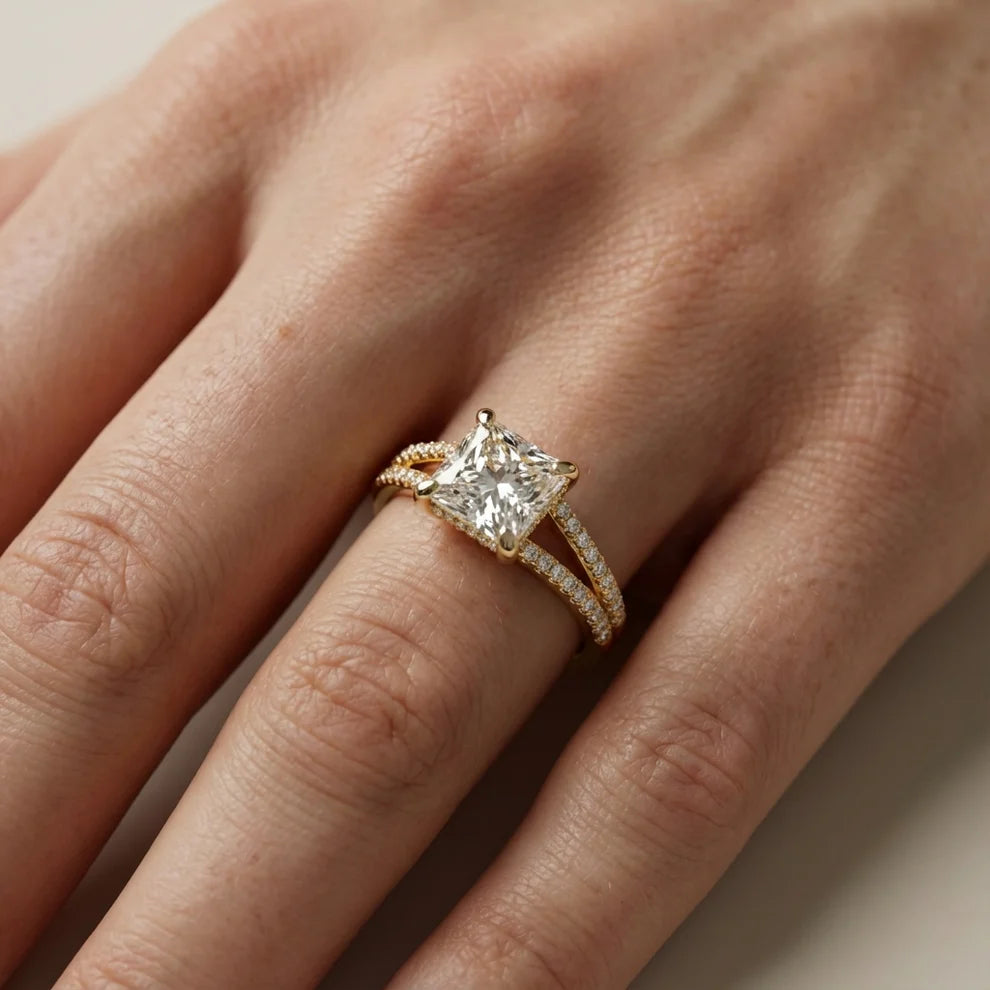 Eternal Embrace Solitaire Emerald Diamond Engagement Ring