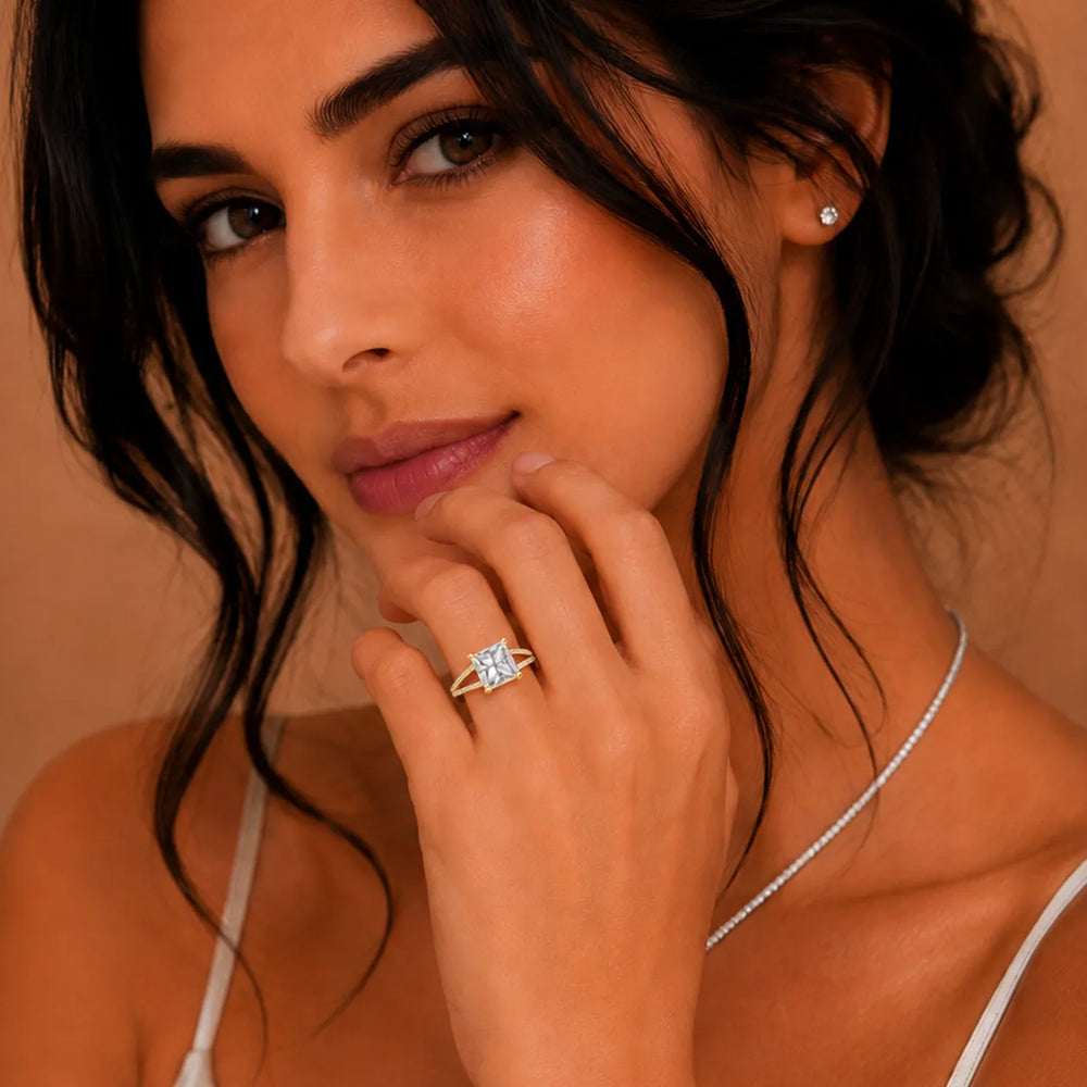 Eternal Embrace Solitaire Emerald Diamond Engagement Ring