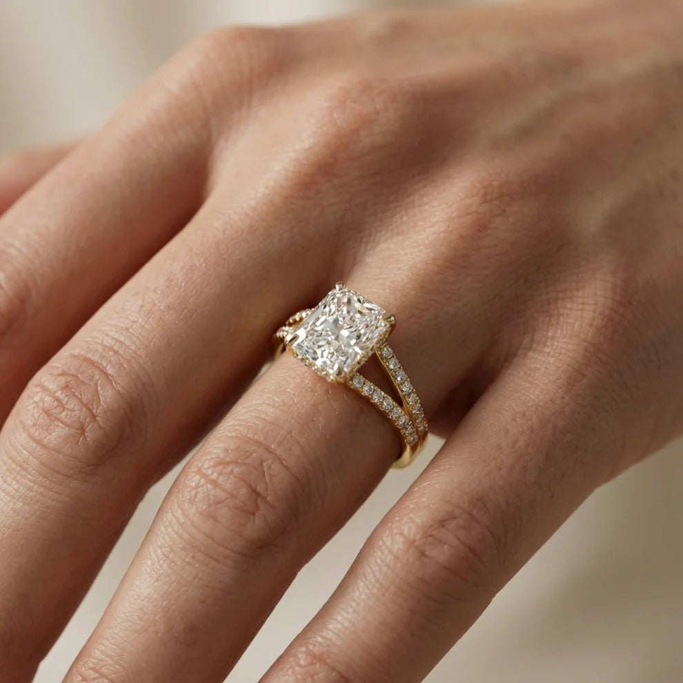 Eternal Embrace Solitaire Emerald Diamond Engagement Ring