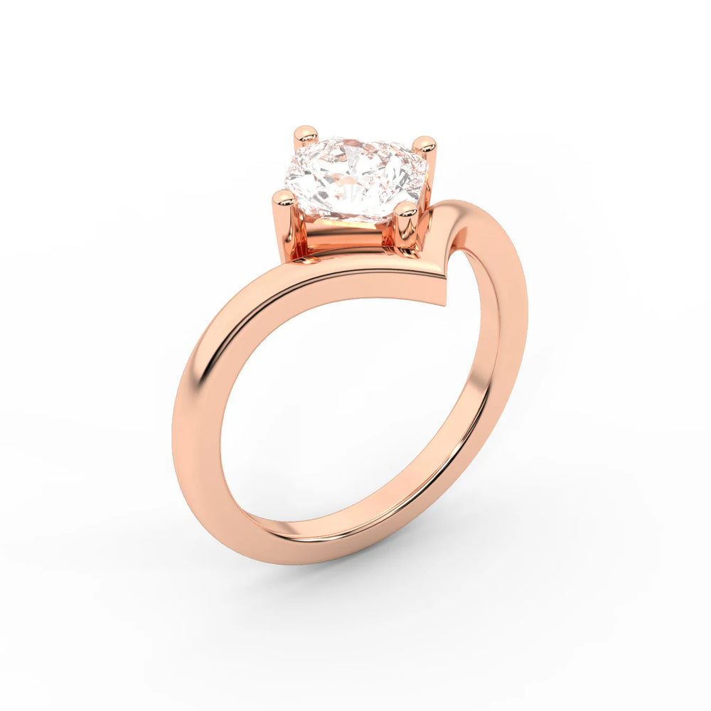 Evelyn Chevron Solitaire Round Diamond Engagement Ring