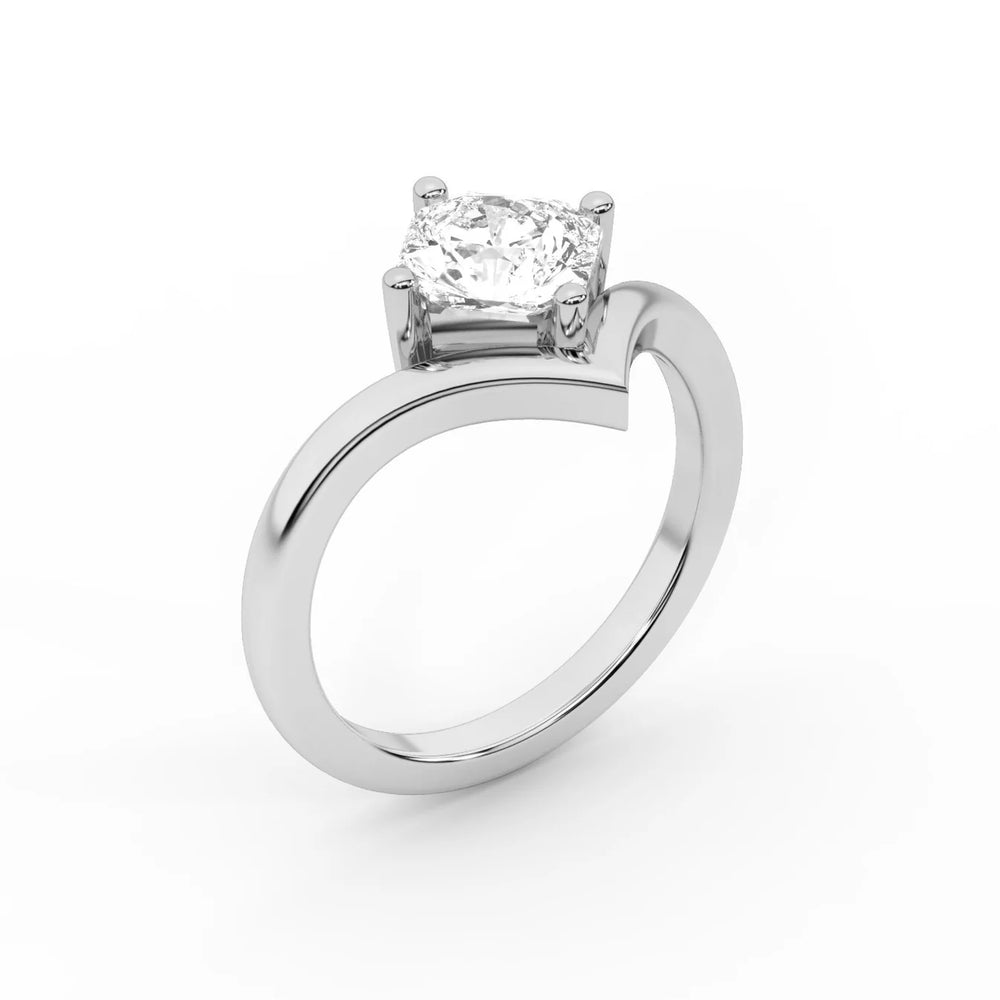Evelyn Chevron Solitaire Round Diamond Engagement Ring