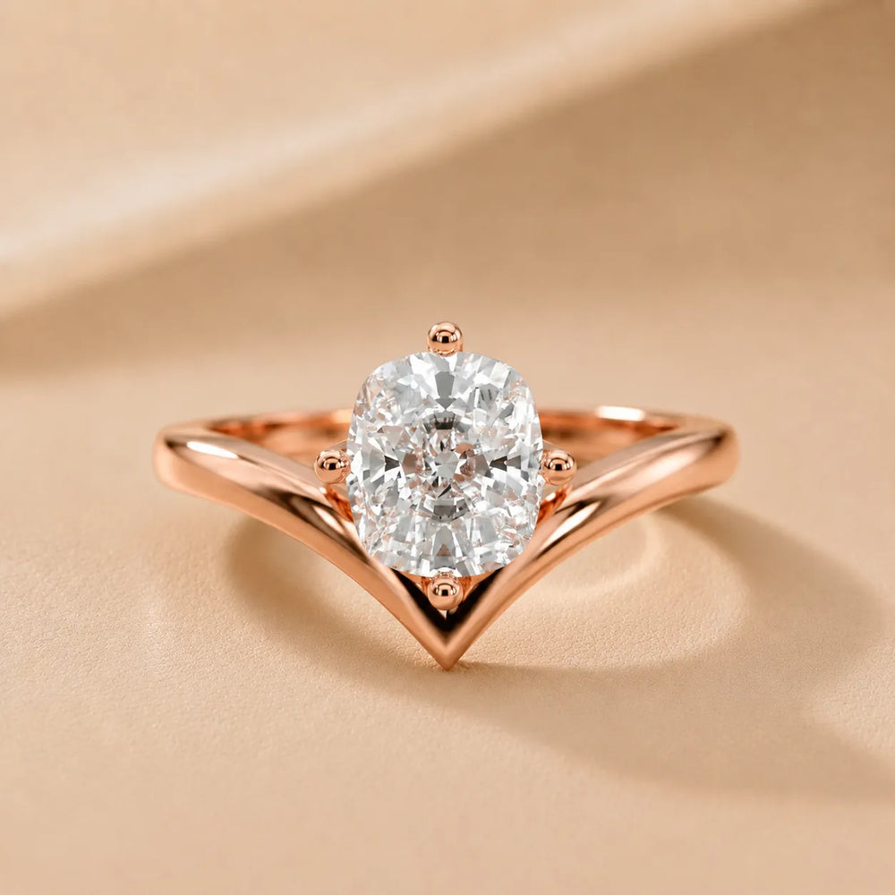Evelyn Chevron Solitaire Round Diamond Engagement Ring