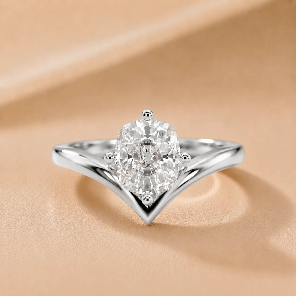 Evelyn Chevron Solitaire Round Diamond Engagement Ring