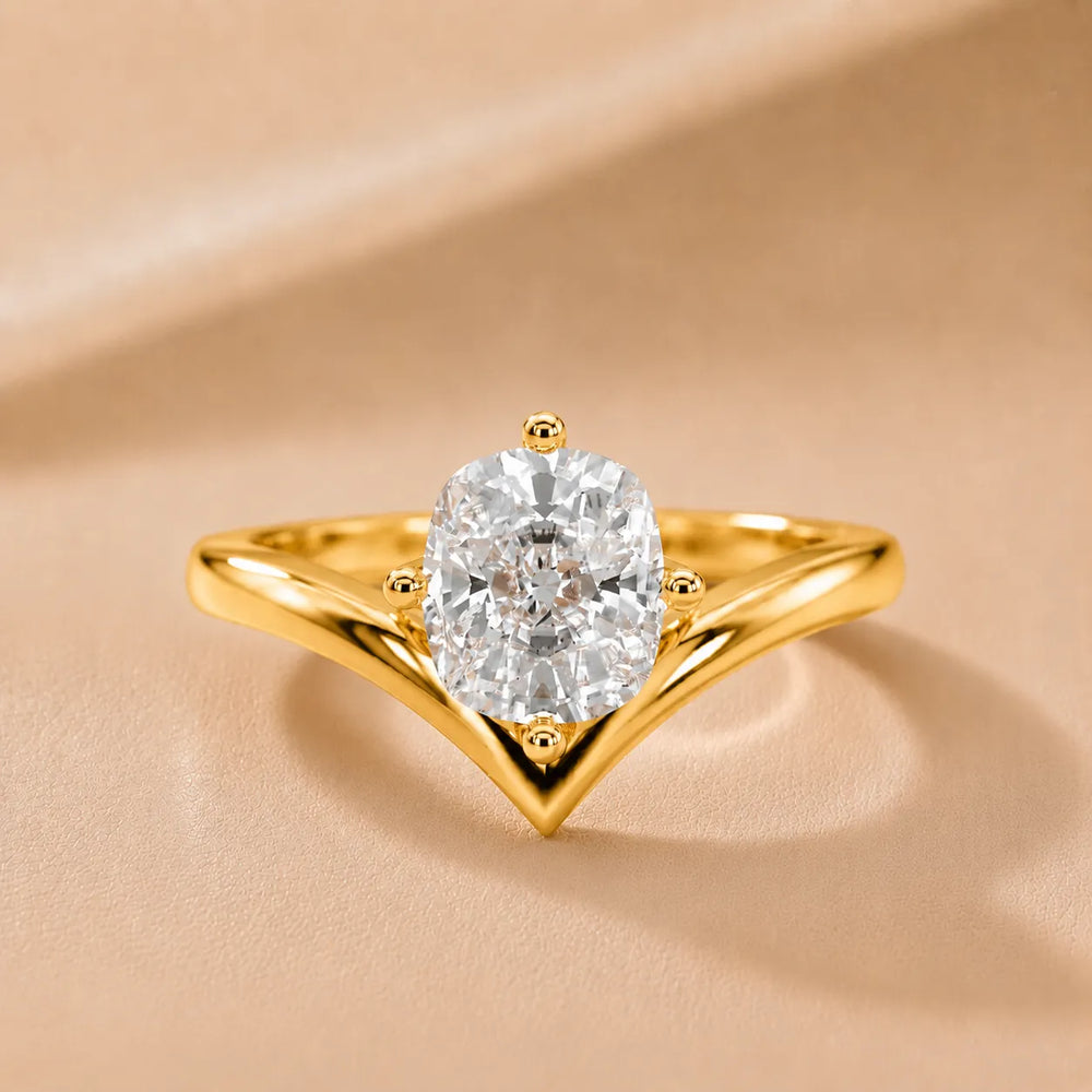 Evelyn Chevron Solitaire Round Diamond Engagement Ring