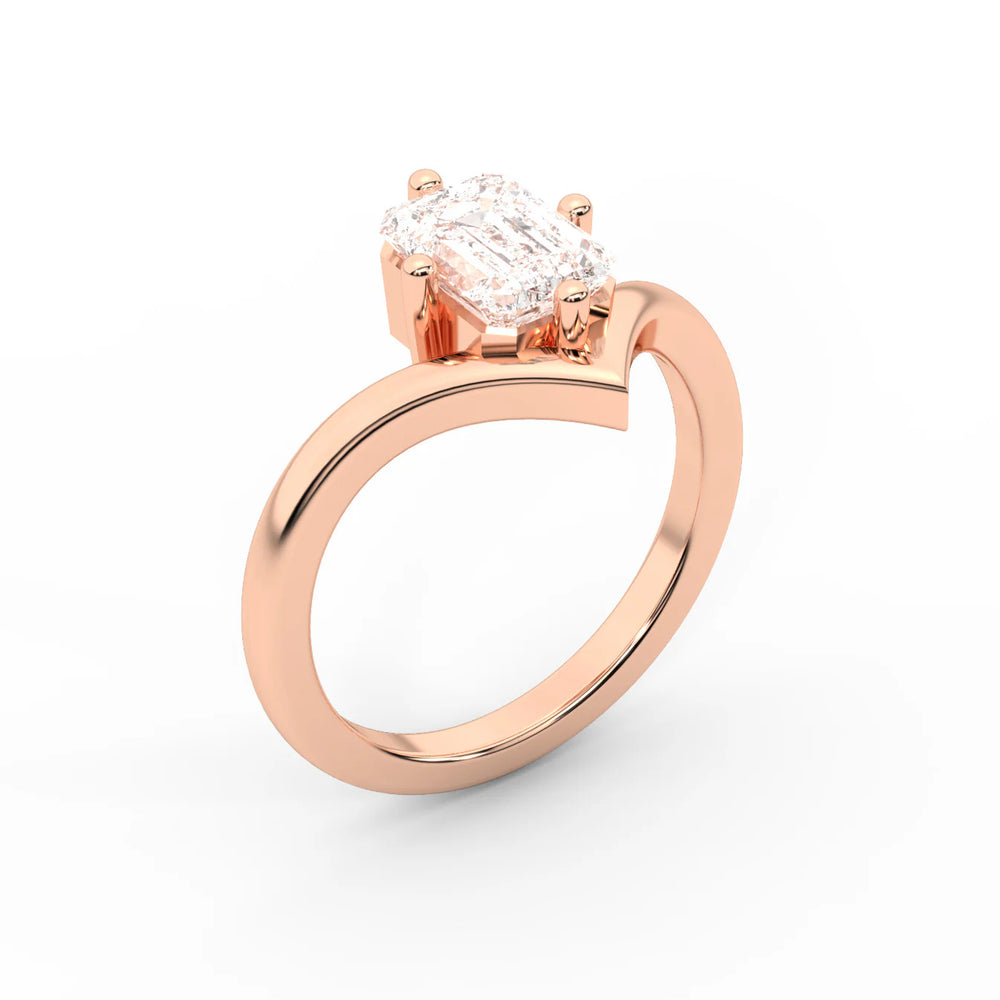 Evelyn Chevron Solitaire Round Diamond Engagement Ring