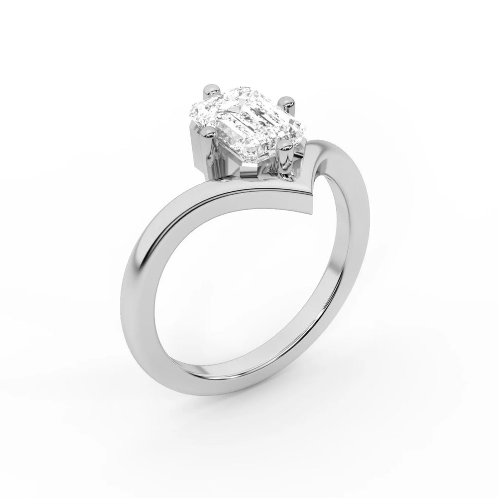 Evelyn Chevron Solitaire Round Diamond Engagement Ring