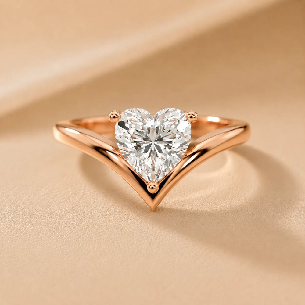 Evelyn Chevron Solitaire Round Diamond Engagement Ring