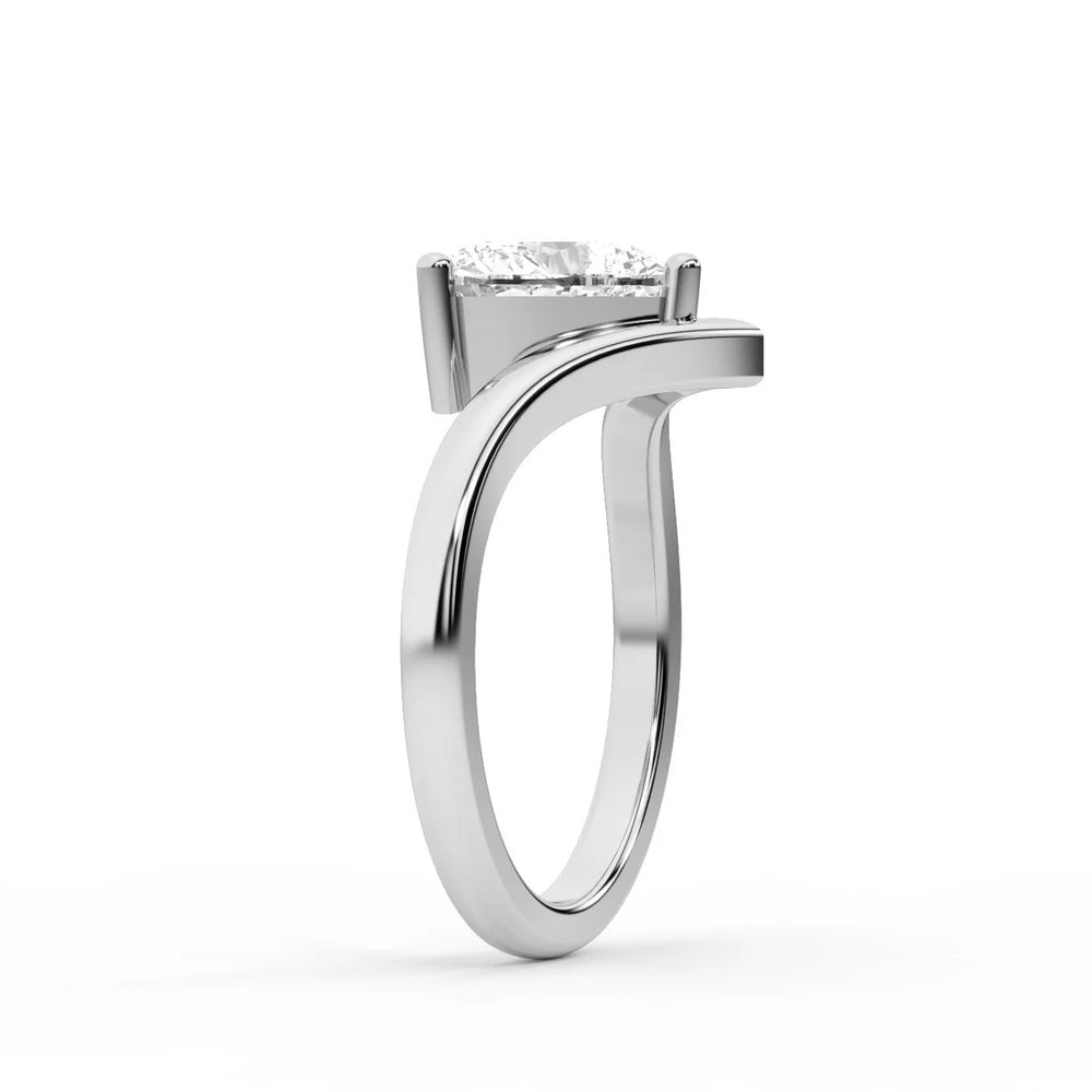 Evelyn Chevron Solitaire Round Diamond Engagement Ring