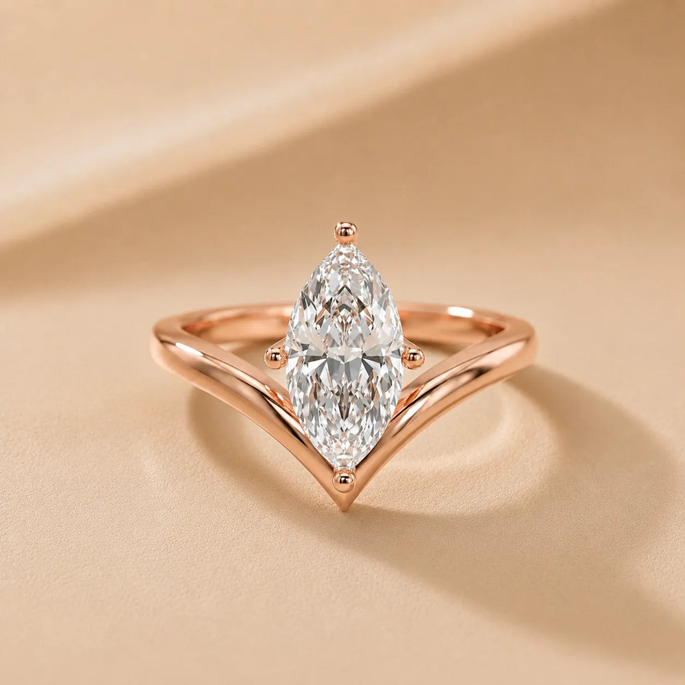 Evelyn Chevron Solitaire Round Diamond Engagement Ring