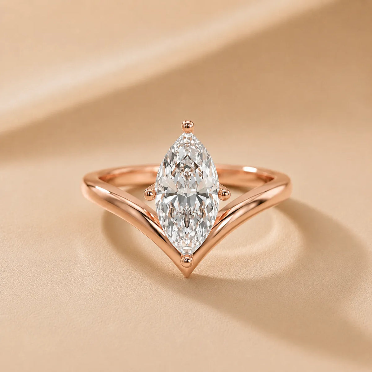 Evelyn Chevron Solitaire Round Diamond Engagement Ring
