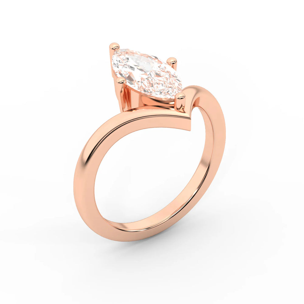 Evelyn Chevron Solitaire Round Diamond Engagement Ring