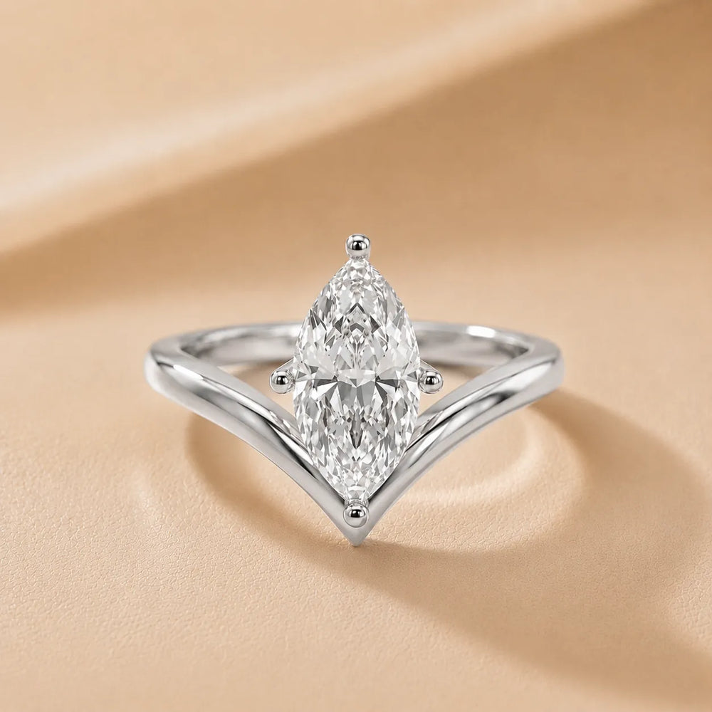 Evelyn Chevron Solitaire Round Diamond Engagement Ring