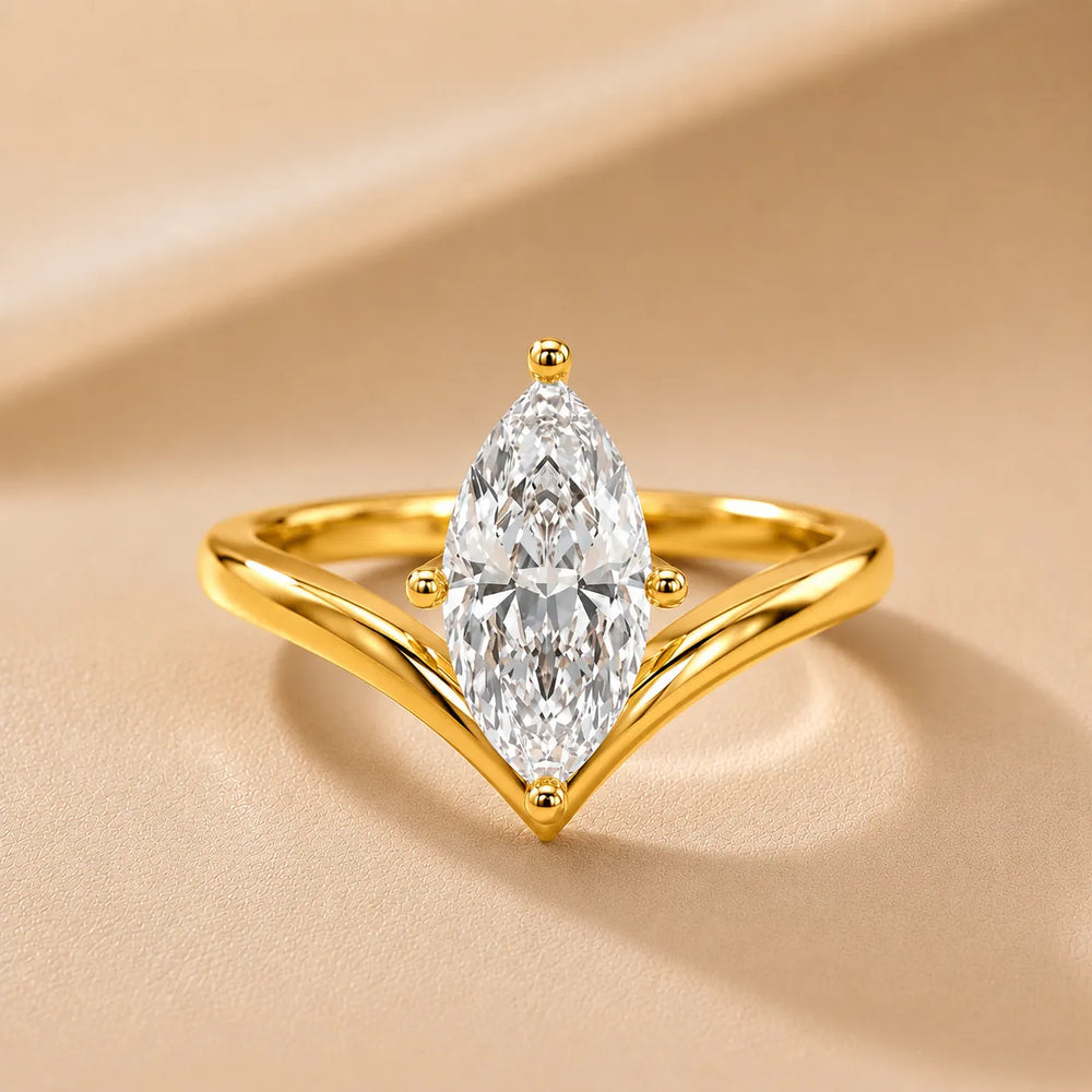 Evelyn Chevron Solitaire Round Diamond Engagement Ring