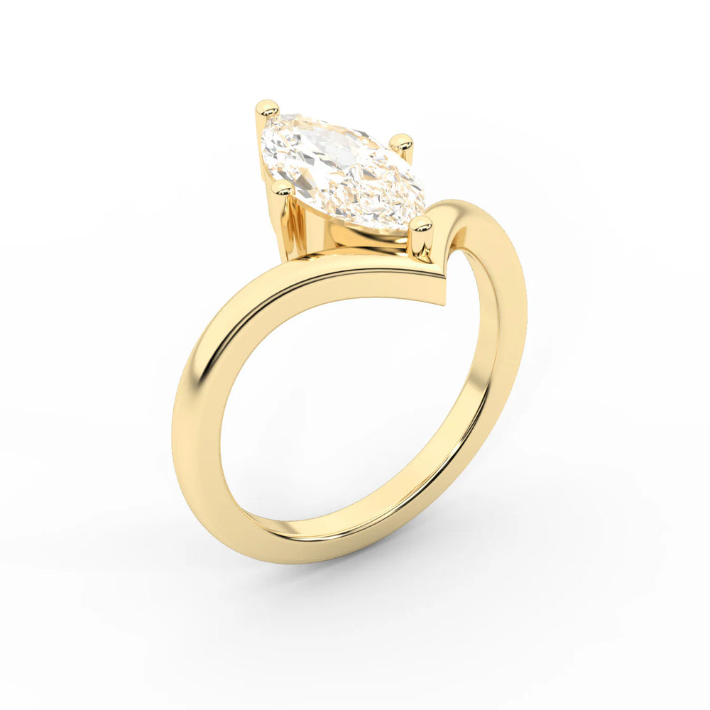 Evelyn Chevron Solitaire Round Diamond Engagement Ring
