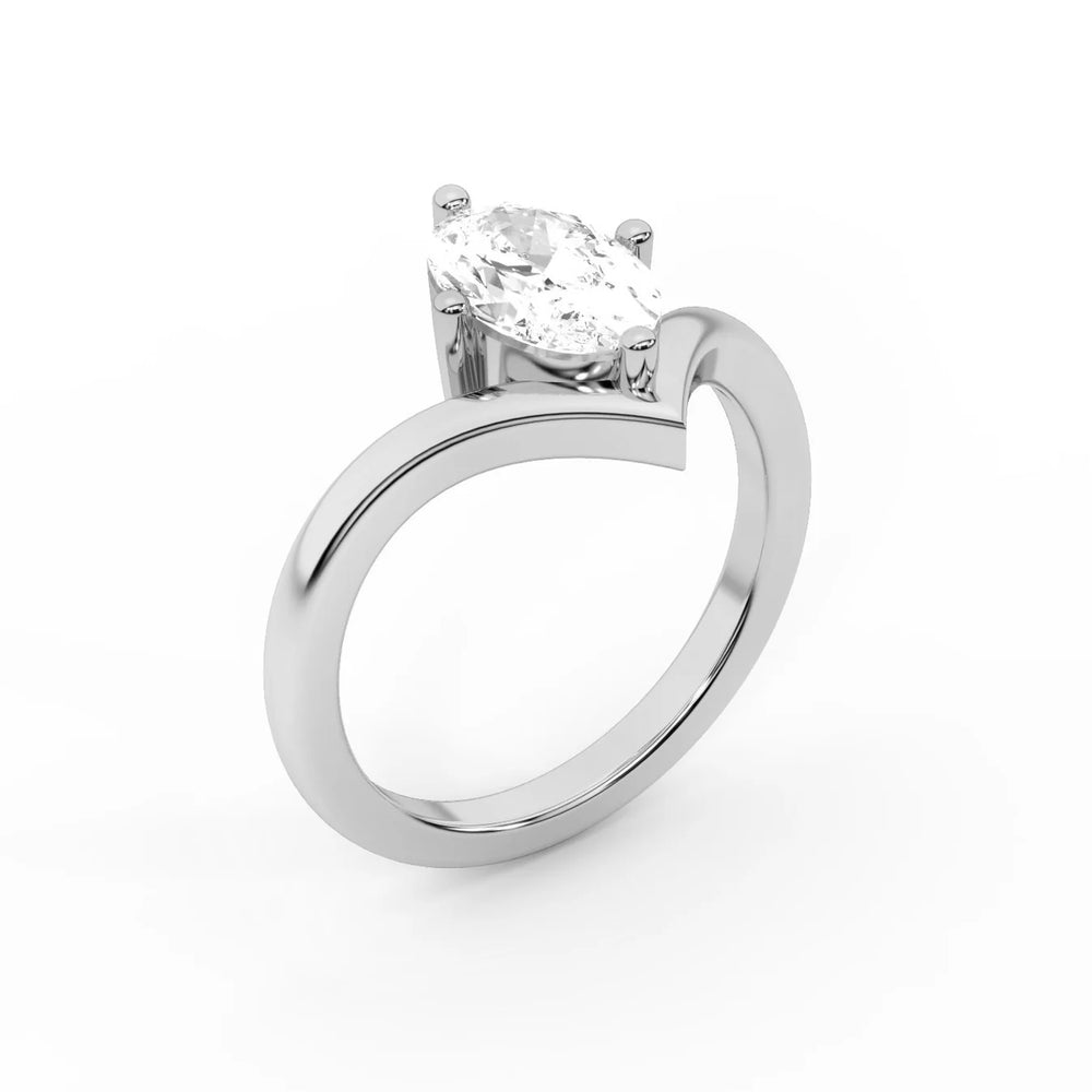 Evelyn Chevron Solitaire Round Diamond Engagement Ring