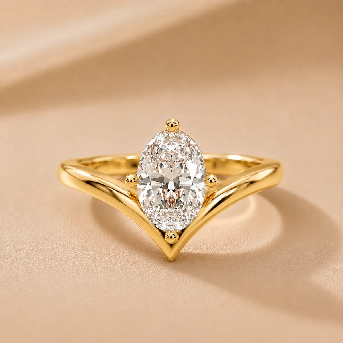 Evelyn Chevron Solitaire Round Diamond Engagement Ring