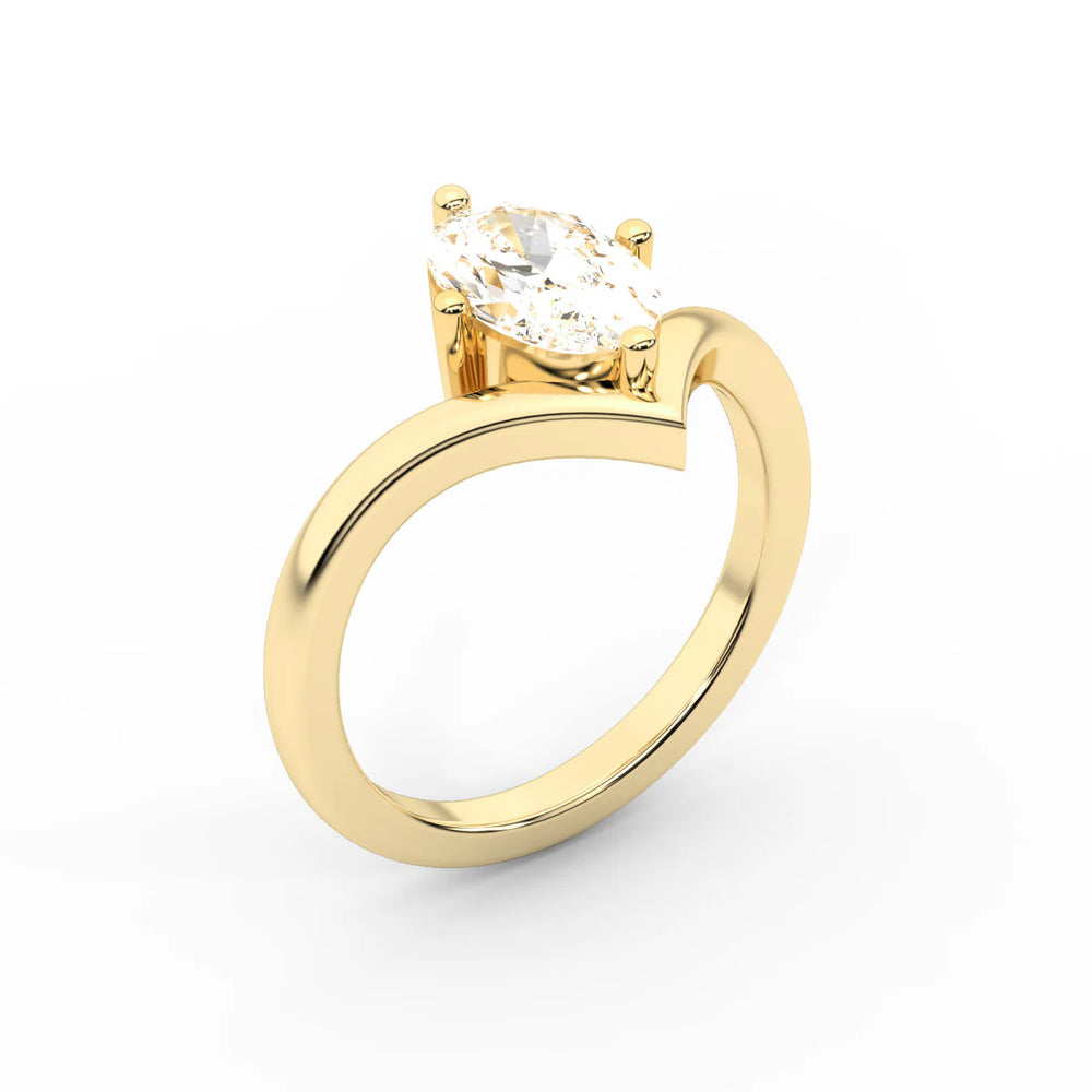 Evelyn Chevron Solitaire Round Diamond Engagement Ring