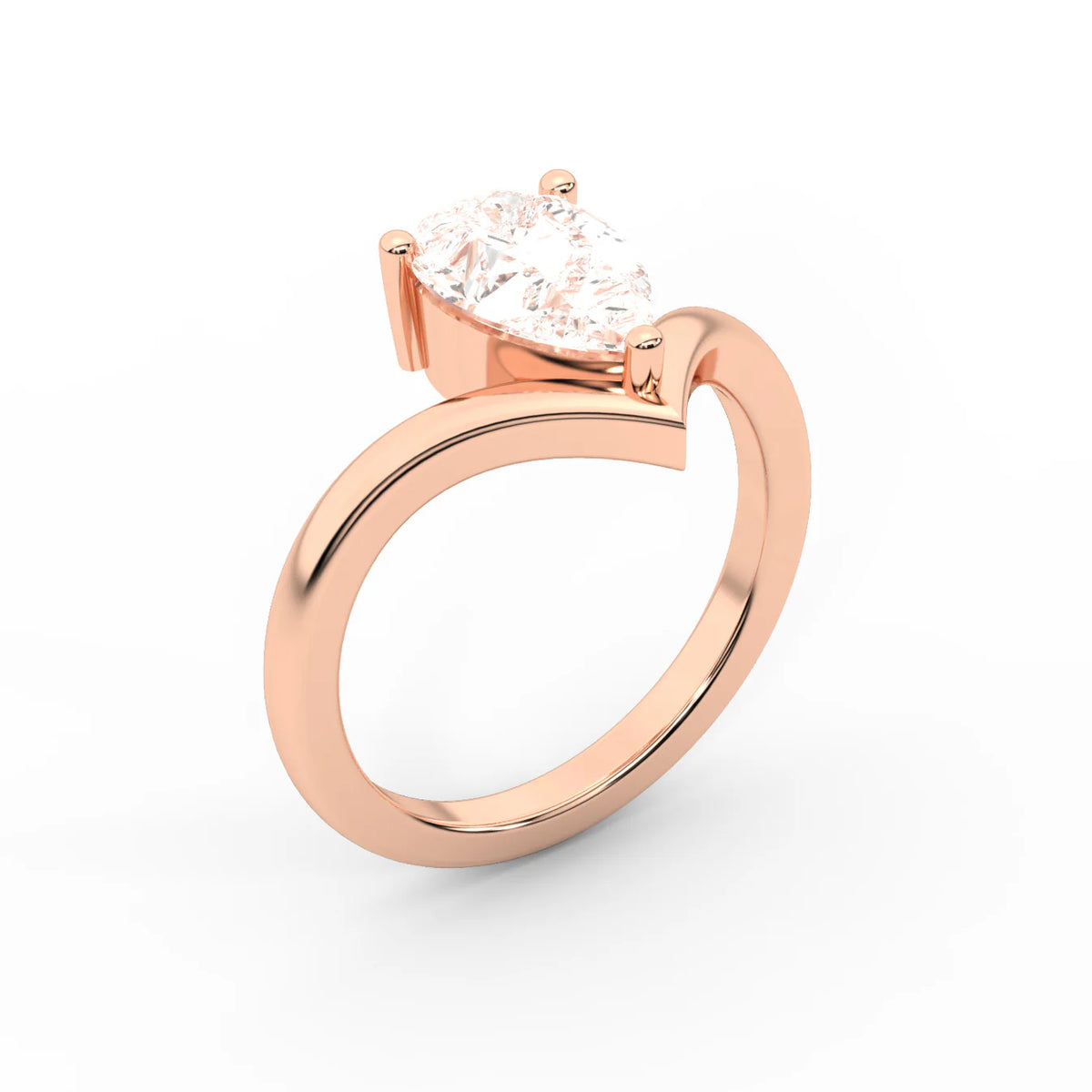 Evelyn Chevron Solitaire Round Diamond Engagement Ring