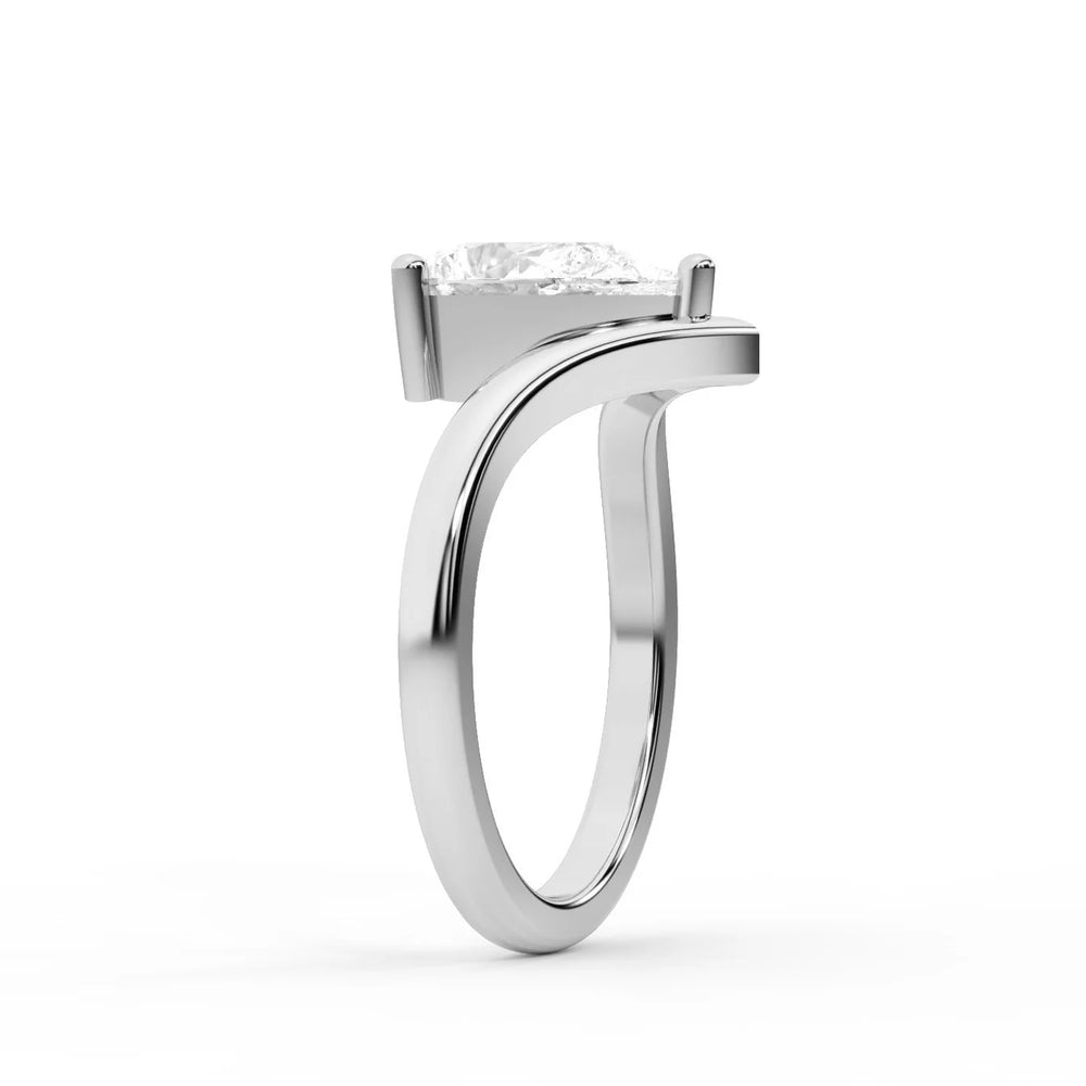 Evelyn Chevron Solitaire Round Diamond Engagement Ring