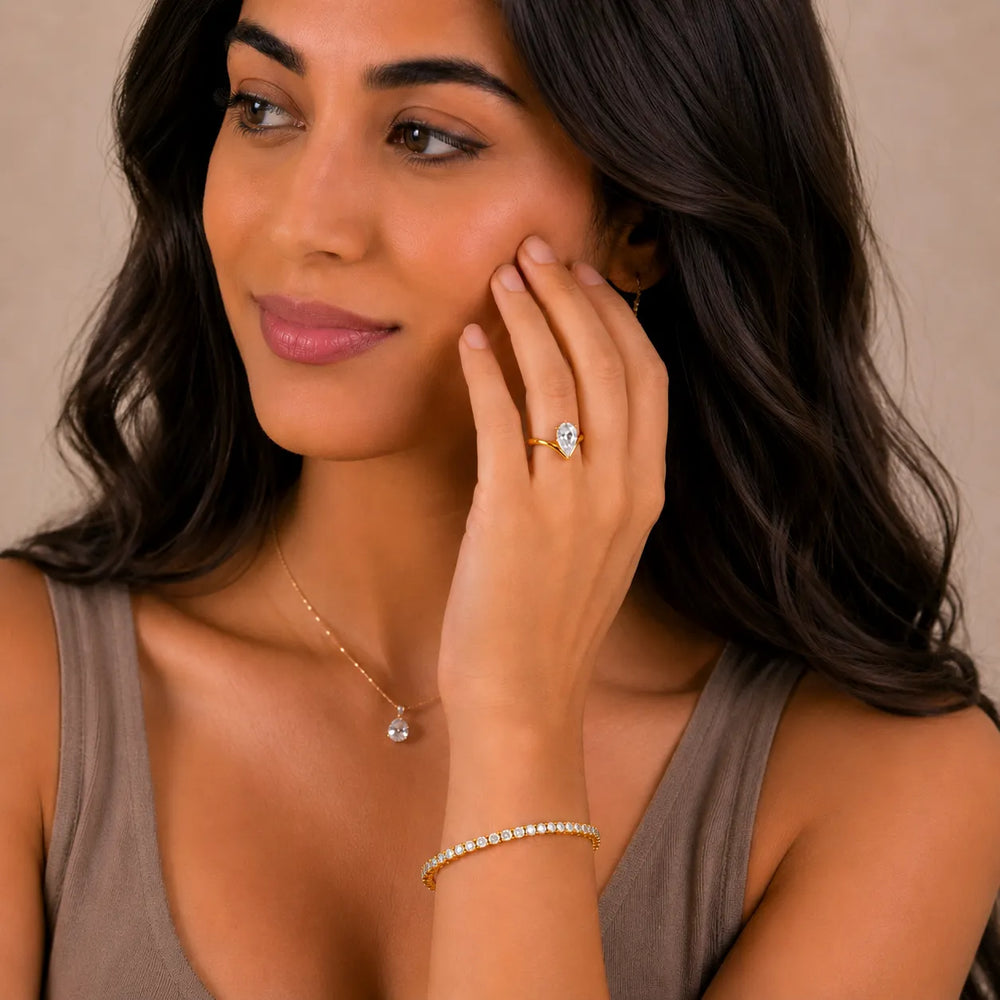 Evelyn Chevron Solitaire Round Diamond Engagement Ring