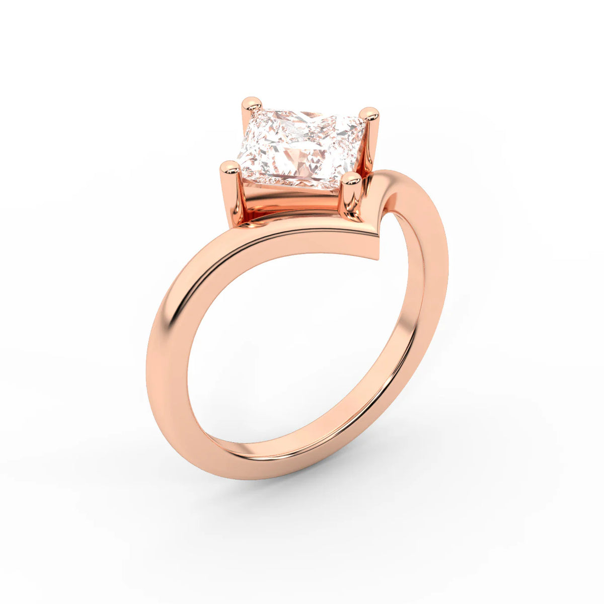 Evelyn Chevron Solitaire Round Diamond Engagement Ring