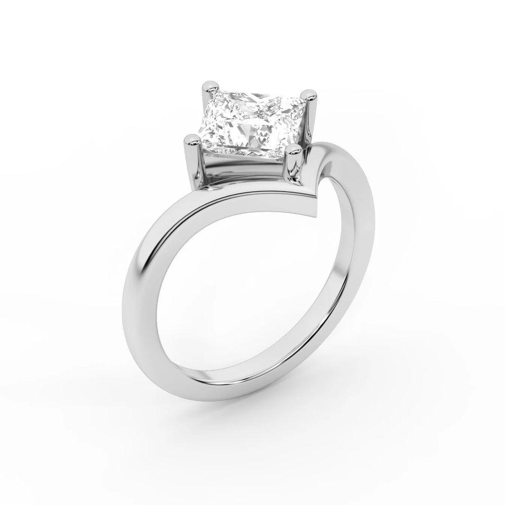 Evelyn Chevron Solitaire Round Diamond Engagement Ring